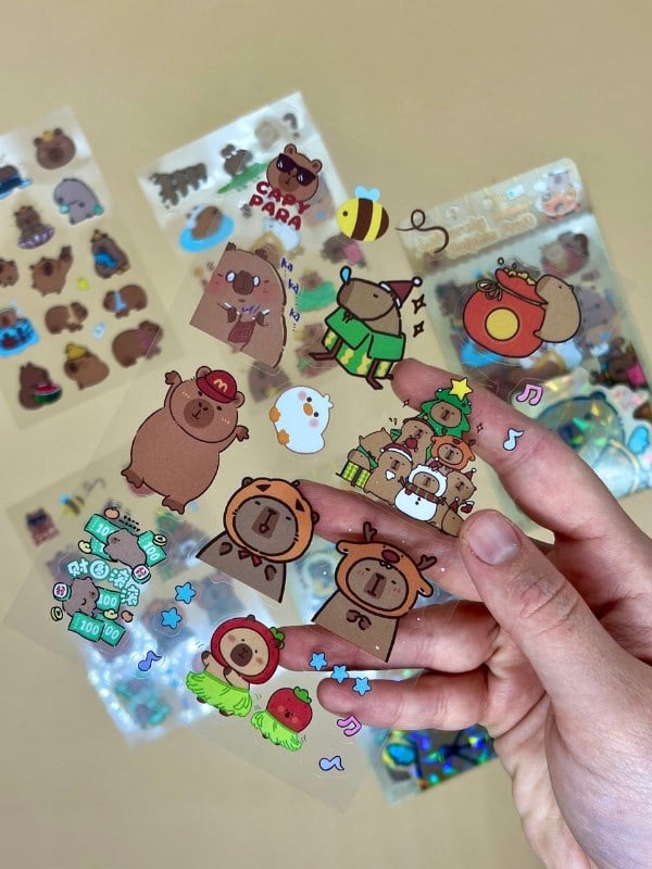 Leisurely 3 Yaprak 52 Adet Capybara Sticker Set/Su Geçirmez/Etiket/Çıkartma/Kapibara/Bullet Journal