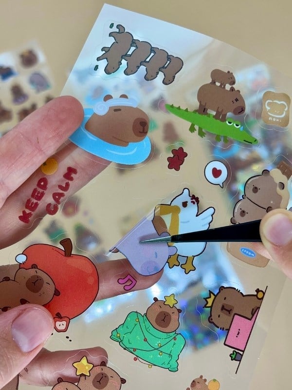 Leisurely 3 Yaprak 52 Adet Capybara Sticker Set/Su Geçirmez/Etiket/Çıkartma/Kapibara/Bullet Journal