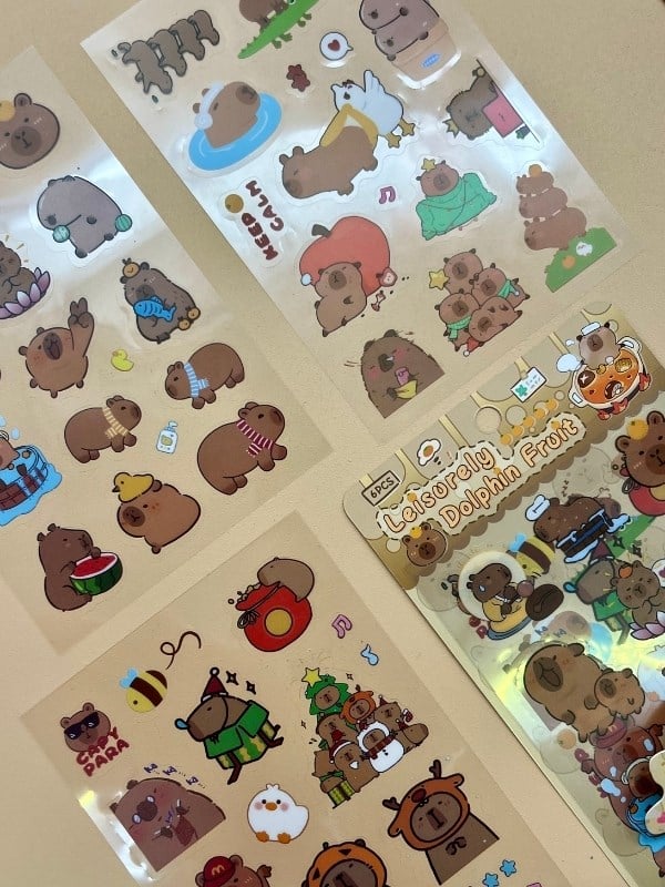 Leisurely 3 Yaprak 52 Adet Capybara Sticker Set/Su Geçirmez/Etiket/Çıkartma/Kapibara/Bullet Journal