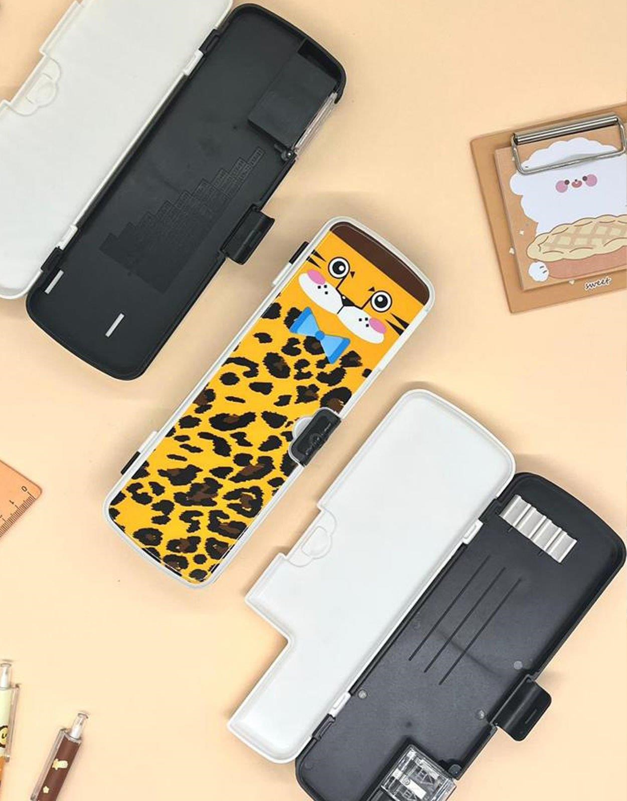 Leopar Desenli Çift Taraflı  Kalem Kutu