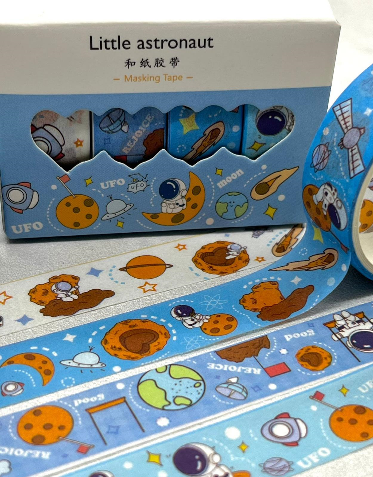 Little Astronaut Mavi 4'lü Washi Bant Set / Washi Tape / Bullet Journal / Scrapbook