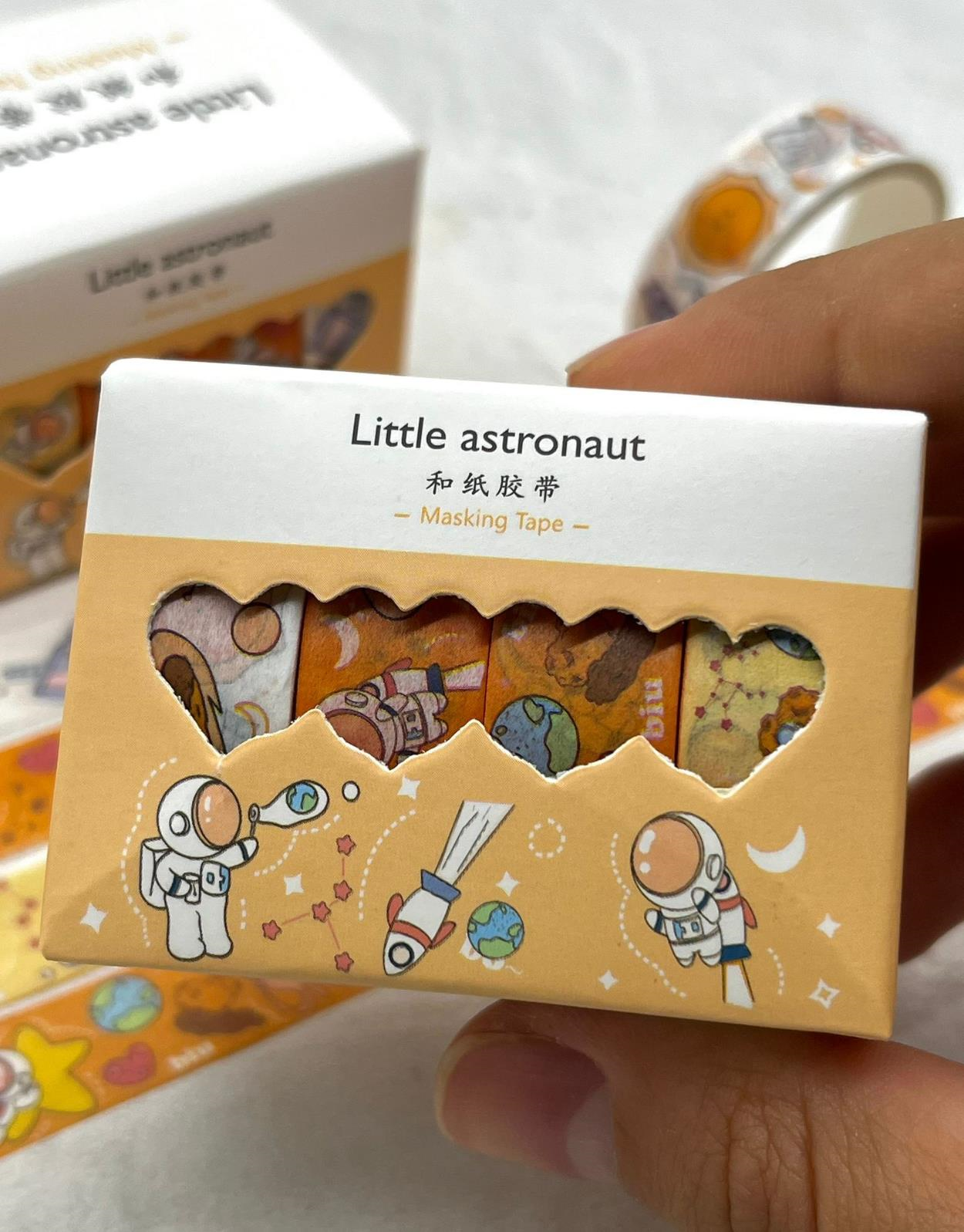 Little Astronaut Turuncu 4'lü Washi Bant Set / Washi Tape / Bullet Journal / Scrapbook