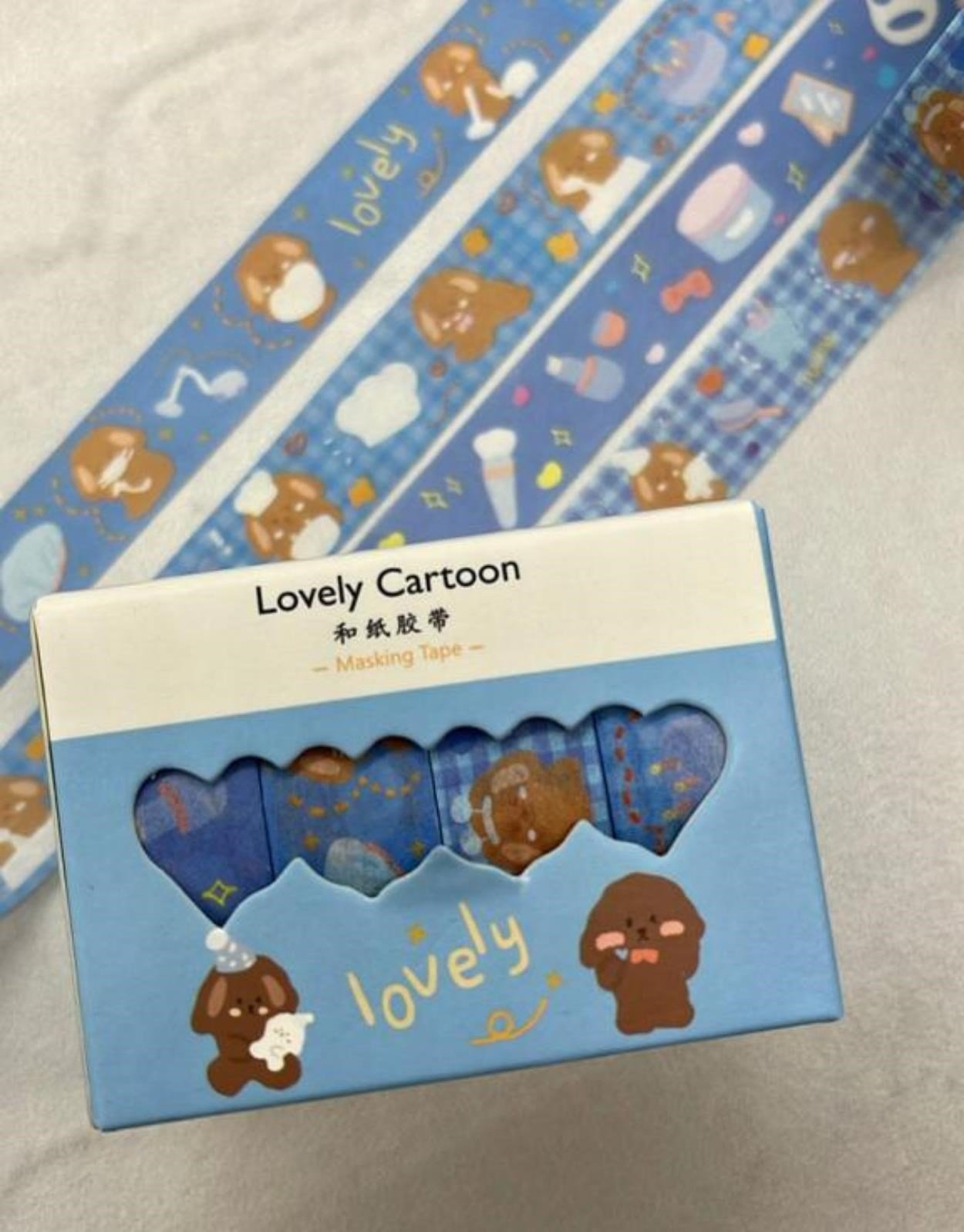 Lovely Cartoon Mavi 4'lü Washi Bant Set / Washi Tape / Bullet Journal / Scrapbook