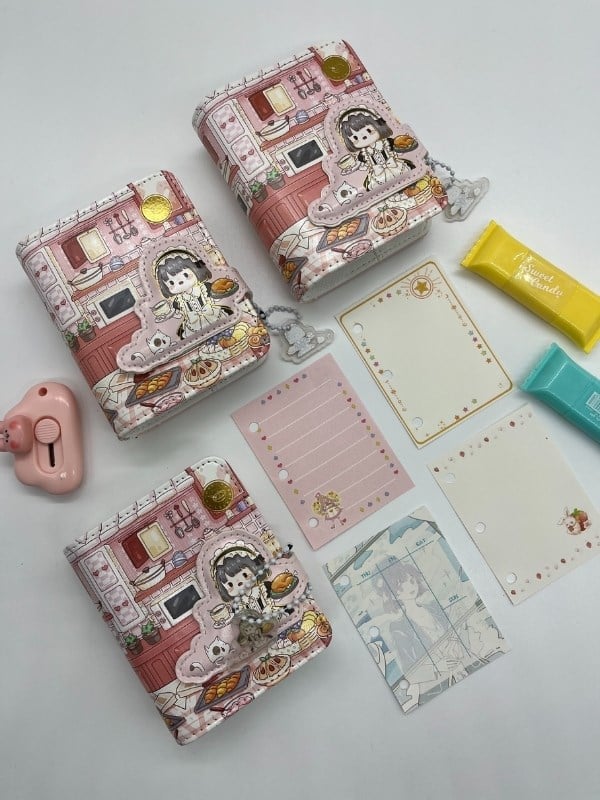 Lovely Kitchen Sevimli Kız Temalı Charmlı Mini Planlayıcı Spiralli Defter/80 Yaprak/Mıknatıslı Ajanda