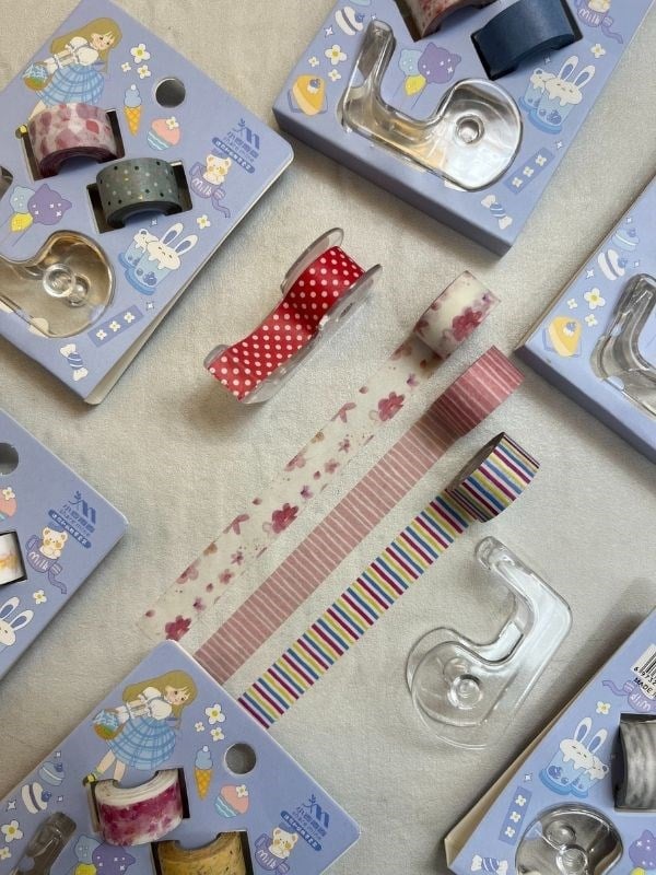 Mavi Renk 2+1 Washi Bant ve Kesim Aparatlı Mini Set/ Washi Tape / Bullet Journal