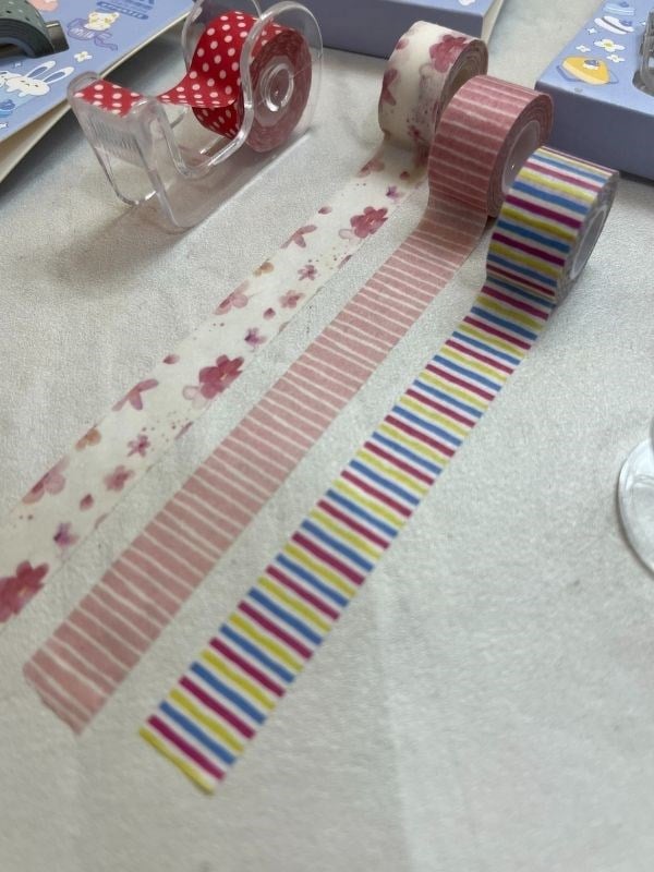 Mavi Renk 2+1 Washi Bant ve Kesim Aparatlı Mini Set/ Washi Tape / Bullet Journal