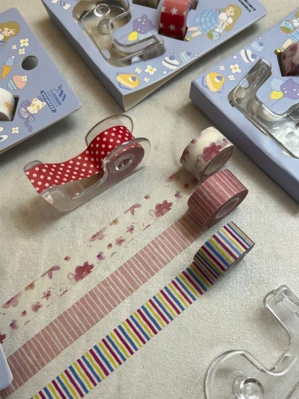 Mavi Renk 2+1 Washi Bant ve Kesim Aparatlı Mini Set/ Washi Tape / Bullet Journal