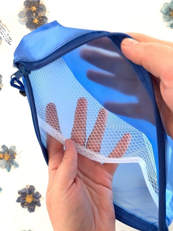 Mavi Yarı Şeffaf Orta Boy Çift Bölme Fermuarlı Organizer Dosya Çantası (29*19cm)/Toparlayıcı