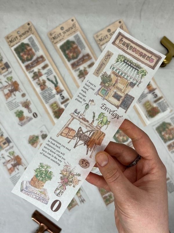 Meet Yourself Çiçek Temalı Mottolu 6 Yaprak Kâğıt Sticker/Çıkartma /Su Geçirmez/Scrapbook