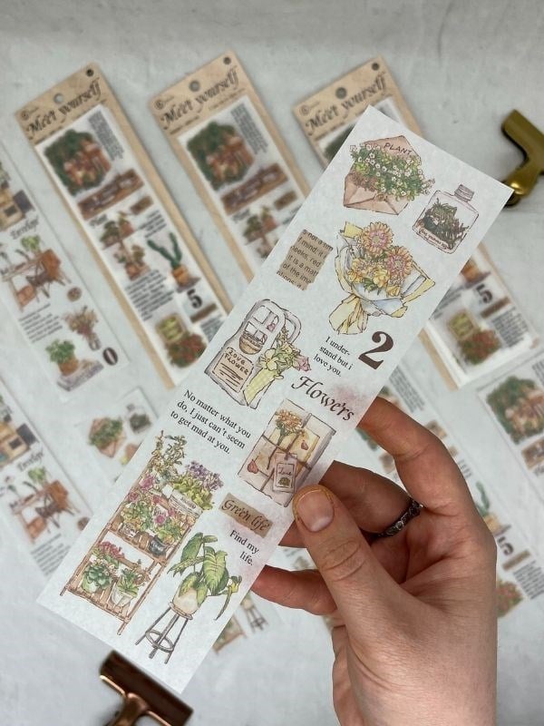 Meet Yourself Çiçek Temalı Mottolu 6 Yaprak Kâğıt Sticker/Çıkartma /Su Geçirmez/Scrapbook