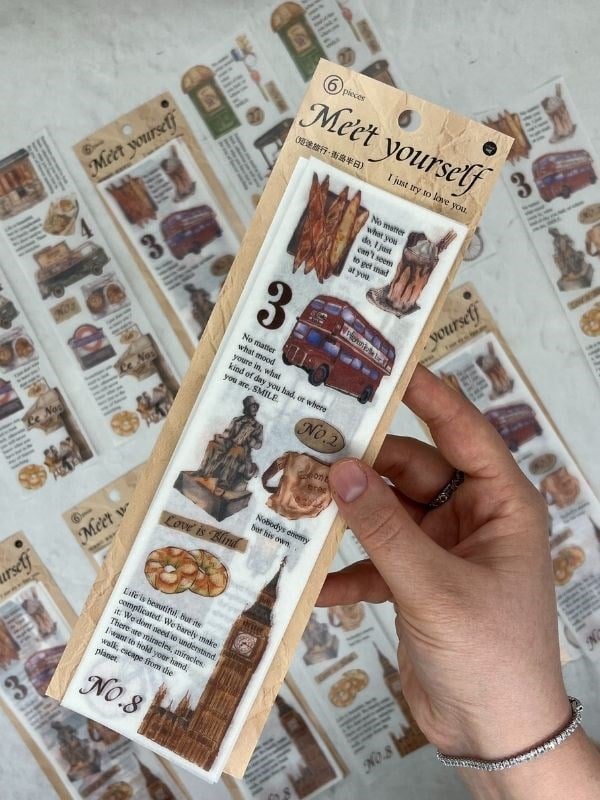 Meet Yourself Seyahat Temalı Mottolu 6 Yaprak Kâğıt Sticker/Çıkartma /Scrapbook