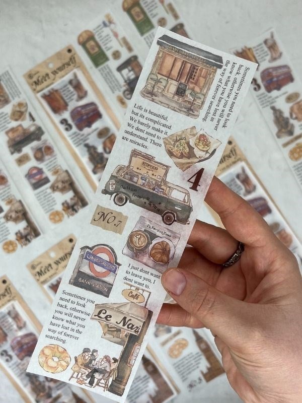 Meet Yourself Seyahat Temalı Mottolu 6 Yaprak Kâğıt Sticker/Çıkartma /Scrapbook