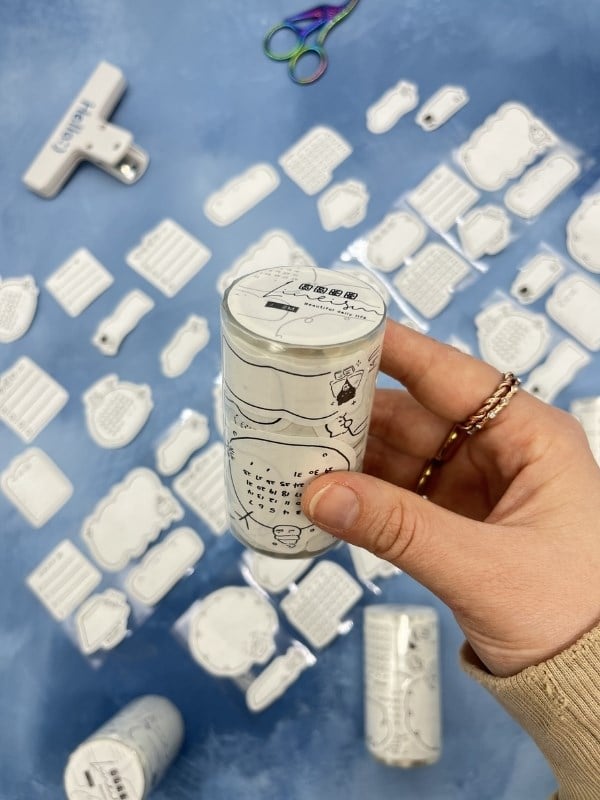 Memo Label Tasarımlı 2m 78Adet Tek Tek Çıkartmalı Sticker Washi Bant/Masking Tape/Bullet Journal