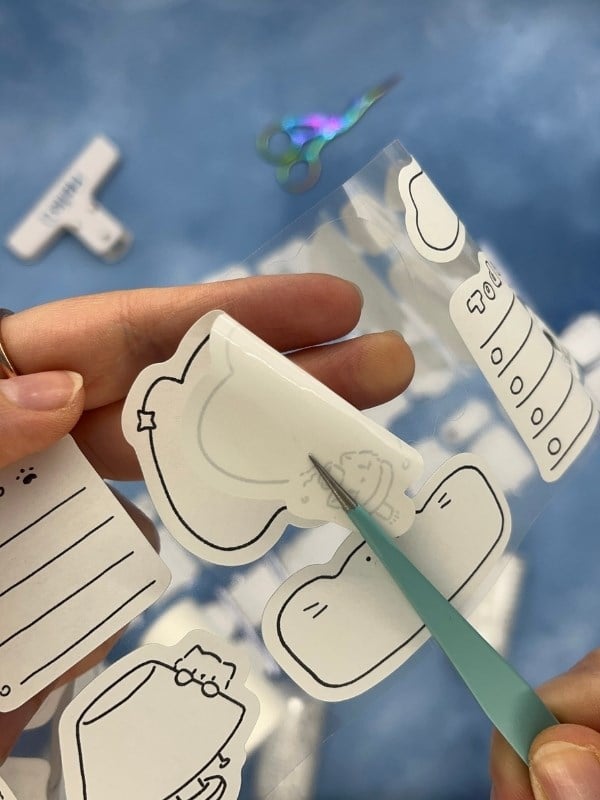 Memo Label Tasarımlı 2m 78Adet Tek Tek Çıkartmalı Sticker Washi Bant/Masking Tape/Bullet Journal