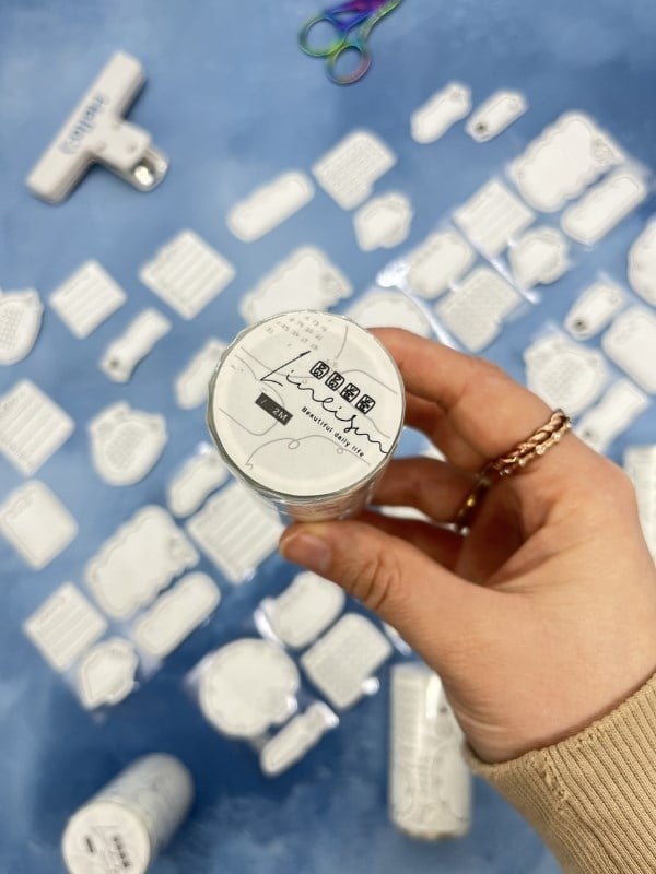 Memo Label Tasarımlı 2m 78Adet Tek Tek Çıkartmalı Sticker Washi Bant/Masking Tape/Bullet Journal