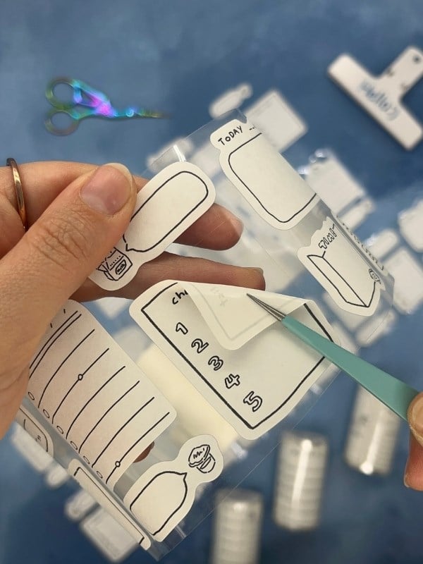Memo My List&Goal Temalı 2m 73Adet Tek Tek Çıkartmalı Sticker Washi Bant/Masking Tape/Desenli Bant/