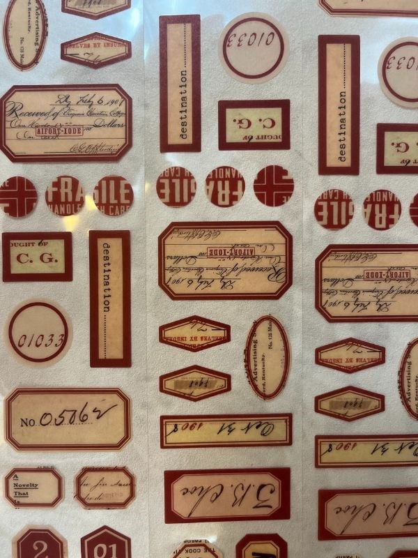 Memory of Display Retro Bordo Renk Tek Tek Çıkartma Pul Washi Bant/Sticker/Çıkartma/Bullet Journal/Defter Süsleme