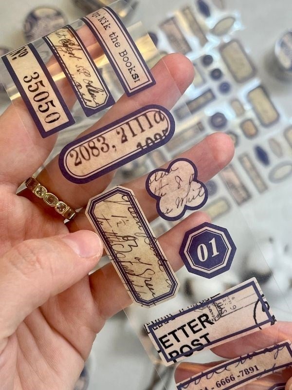 Memory of Display Retro Lacivert Renk Tek Tek Çıkartma Pul Washi Bant/Sticker/Çıkartma/Bullet Journal/Defter Süsleme