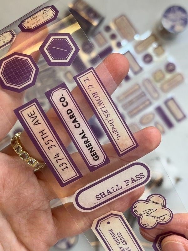 Memory of Display Retro Mor Renk Tek Tek Çıkartma Pul Washi Bant/Sticker/Çıkartma/Bullet Journal/Defter Süsleme