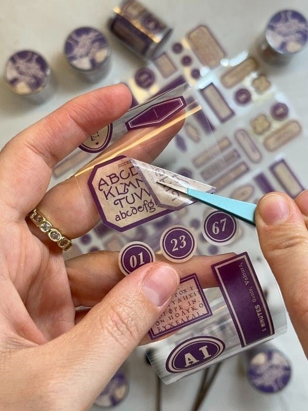 Memory of Display Retro Mor Renk Tek Tek Çıkartma Pul Washi Bant/Sticker/Çıkartma/Bullet Journal/Defter Süsleme