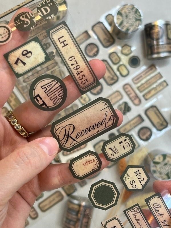 Memory of Display Retro Yeşil Renk Tek Tek Çıkartma Pul Washi Bant/Sticker/Çıkartma/Bullet Journal/Defter Süsleme