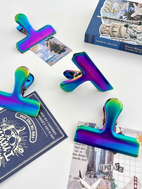 Metal Aurora Renkli Çok Fonksiyonlu Fotoğraf Klipsi/Fotoğraf Mandalı/Ataş/Kitap Ayracı