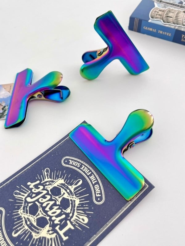 Metal Aurora Renkli Çok Fonksiyonlu Fotoğraf Klipsi/Fotoğraf Mandalı/Ataş/Kitap Ayracı