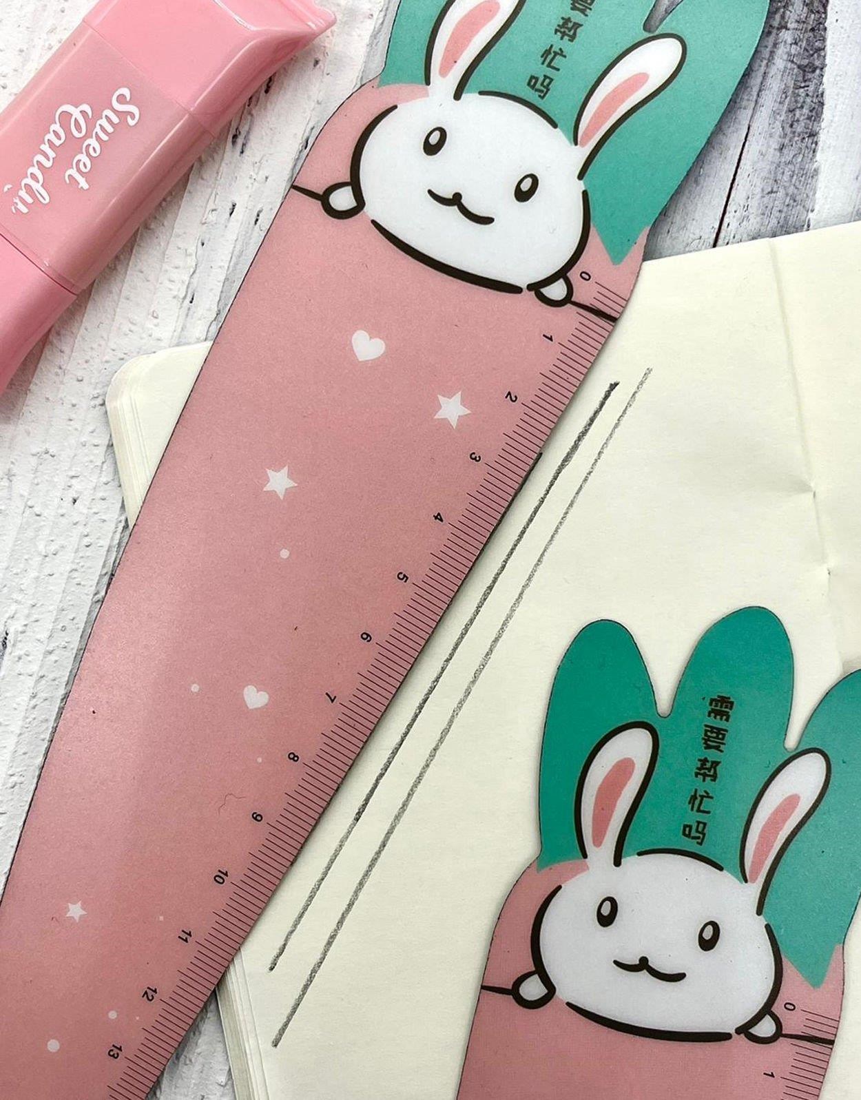 Mıknatıslı Sevimli Tavşan Pembe Cetvel 1