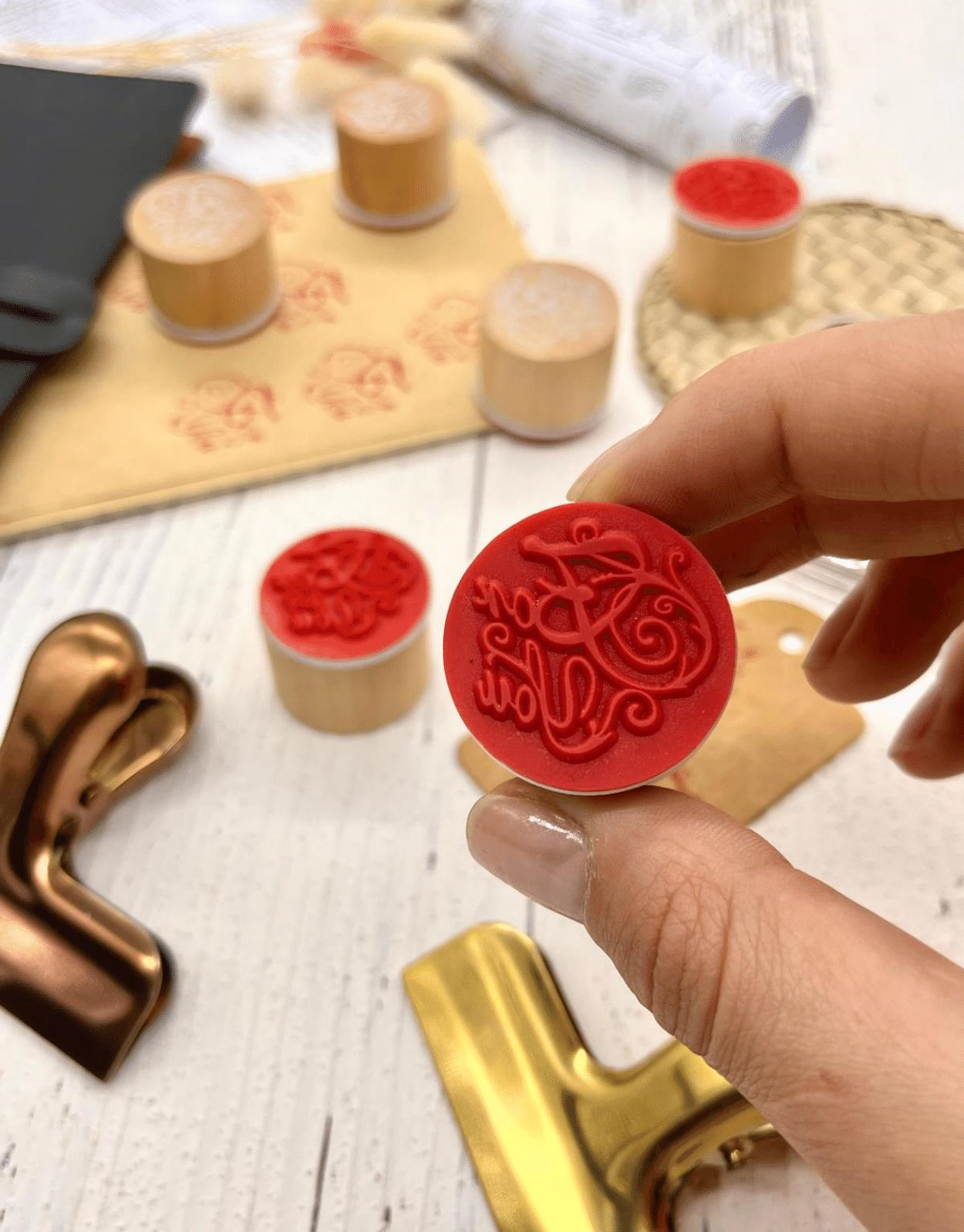 Mini Ahşap Dairesel Vintage For You Desenli Mühür / Damga / Kaşe / Kitap Mührü Stamp / Seal