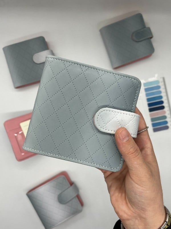 Mini Boy Beyaz Gri Tonları Mıknatıslı PU Deri Kapaklı Sürdürülebilir Ajanda/ Planner/ Binder Defter 80 Yaprak (Çizgili, Değiştirilebilir Sayfa)