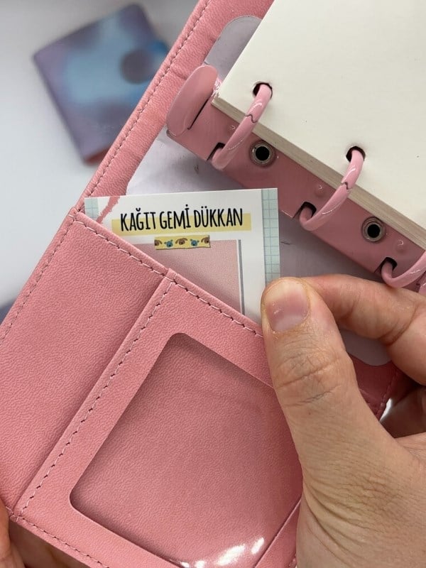 Mini Boy Mavi Mor Tonları Mıknatıslı PU Deri Kapaklı Sürdürülebilir Ajanda/ Planner/ Binder Defter 80 Yaprak (Çizgisiz, Değiştirilebilir Sayfa)