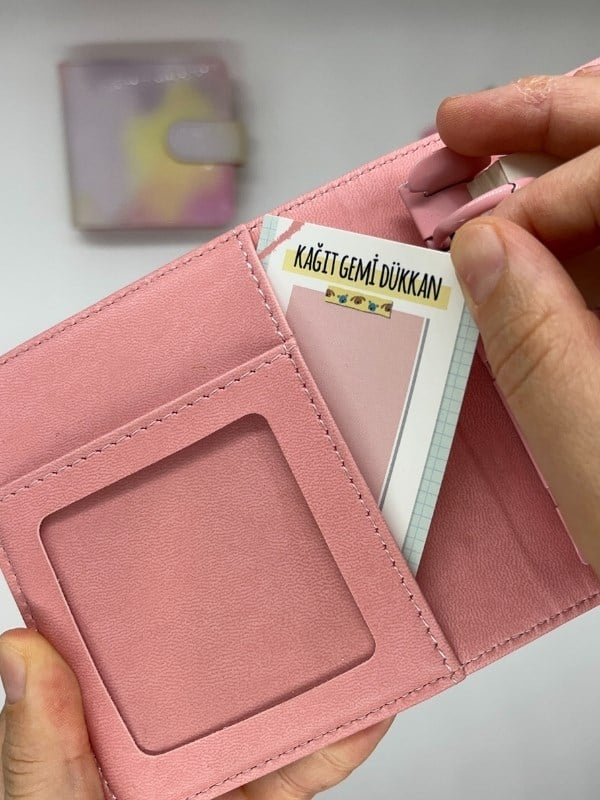 Mini Boy Sarı Pembe Tonları Mıknatıslı PU Deri Kapaklı Sürdürülebilir Ajanda/ Planner/ Binder Defter 80 Yaprak (Çizgisiz, Değiştirilebilir Sayfa)