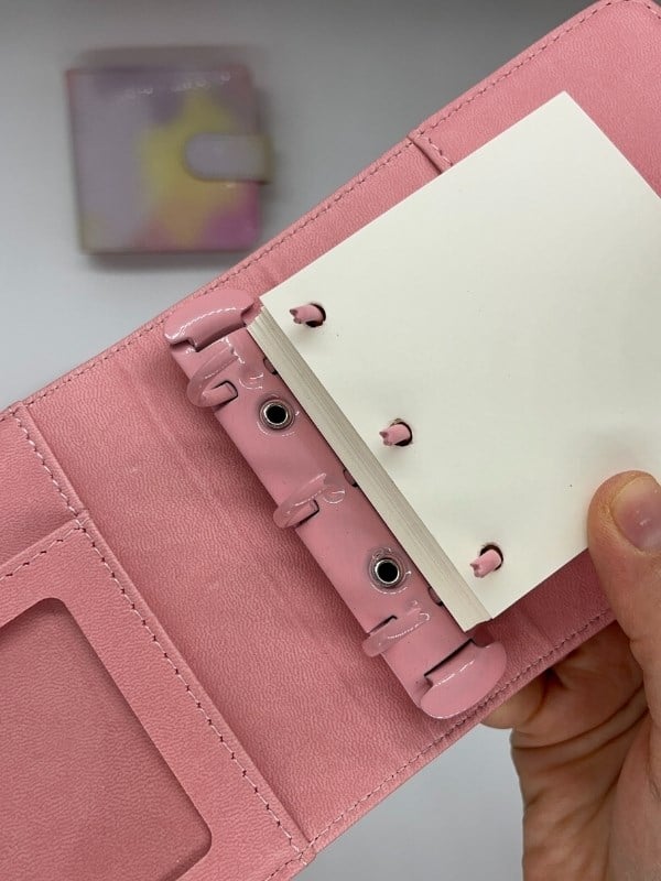 Mini Boy Sarı Pembe Tonları Mıknatıslı PU Deri Kapaklı Sürdürülebilir Ajanda/ Planner/ Binder Defter 80 Yaprak (Çizgisiz, Değiştirilebilir Sayfa)
