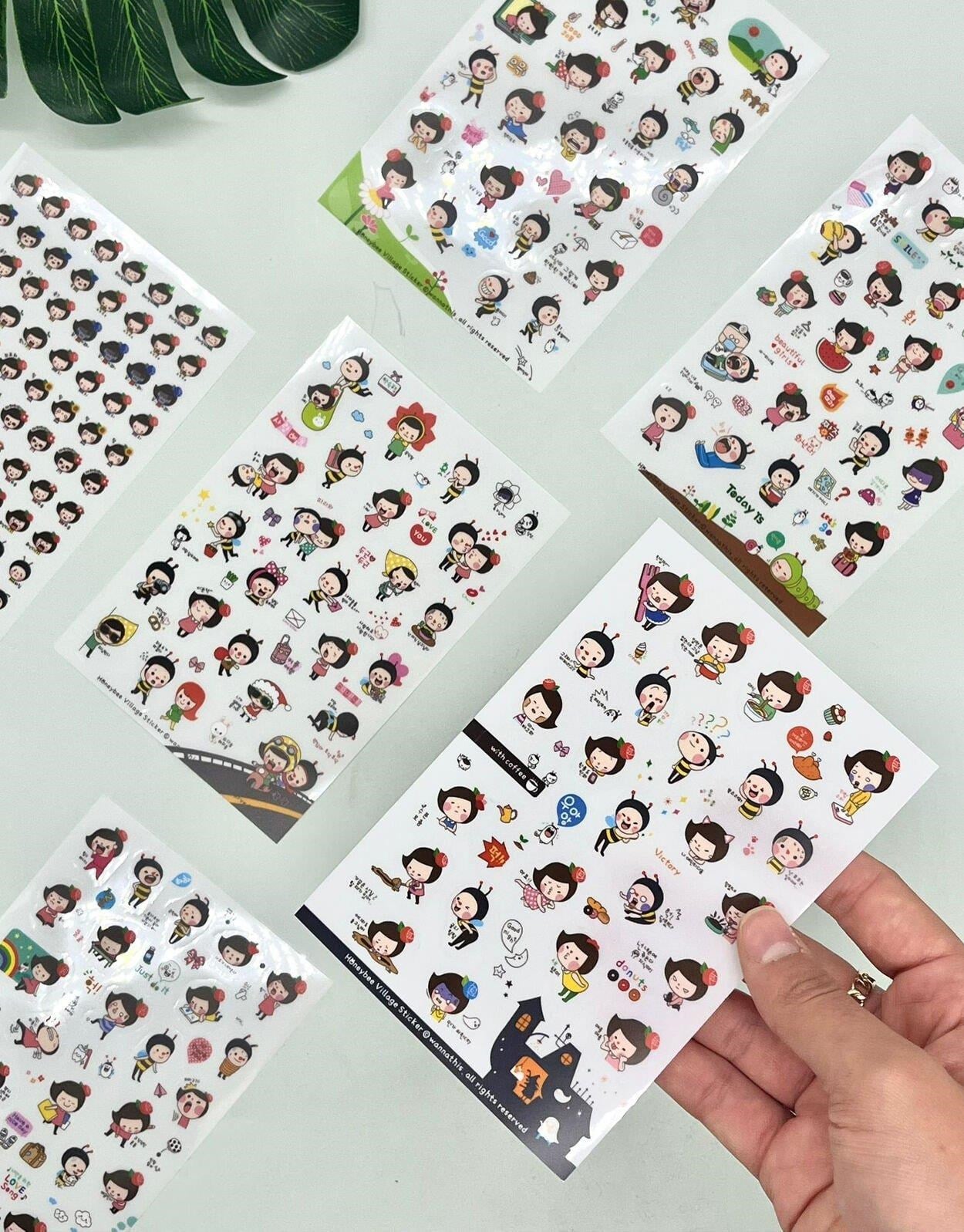 Minik Arılar ve Çiftlikte Minik Kızlar Temalı 6 Yaprak  Sticker - Çıkartma-Bullet Journal