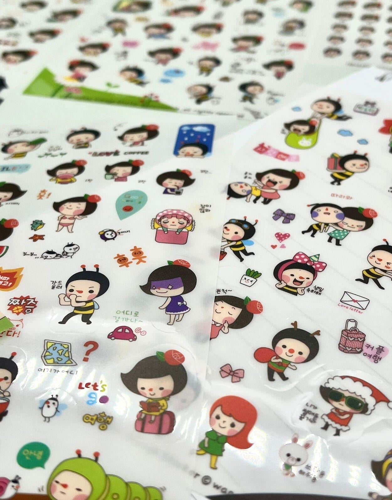 Minik Arılar ve Çiftlikte Minik Kızlar Temalı 6 Yaprak  Sticker - Çıkartma-Bullet Journal