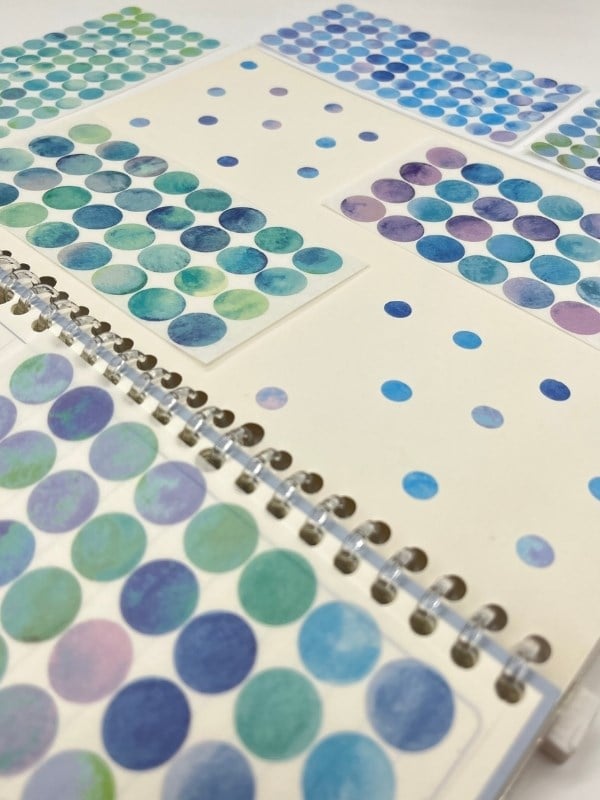 Monet Garden Mavi Tonları 6 Yaprak 312 Adet Yuvarlak Kağıt Sticker Seti / Etiket / Çıkartma