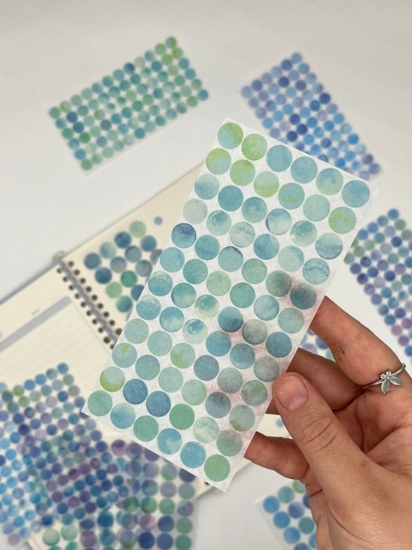 Monet Garden Mavi Tonları 6 Yaprak 312 Adet Yuvarlak Kağıt Sticker Seti / Etiket / Çıkartma