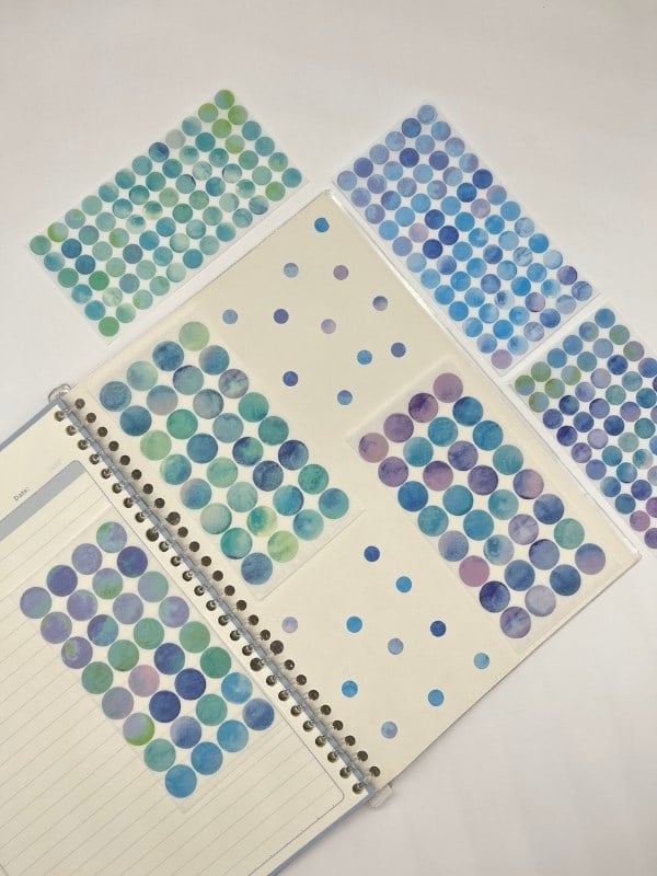 Monet Garden Mavi Tonları 6 Yaprak 312 Adet Yuvarlak Kağıt Sticker Seti / Etiket / Çıkartma