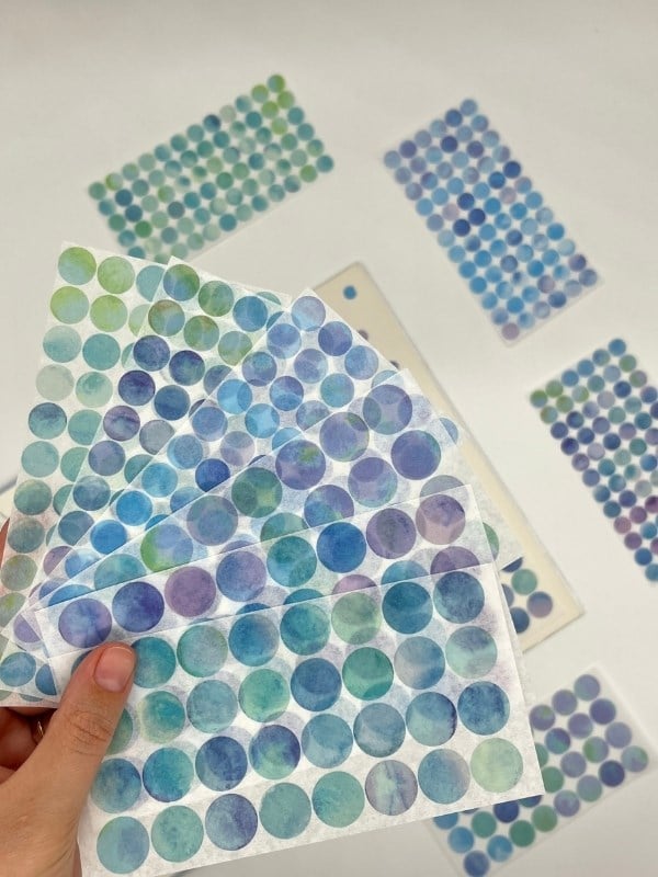 Monet Garden Mavi Tonları 6 Yaprak 312 Adet Yuvarlak Kağıt Sticker Seti / Etiket / Çıkartma