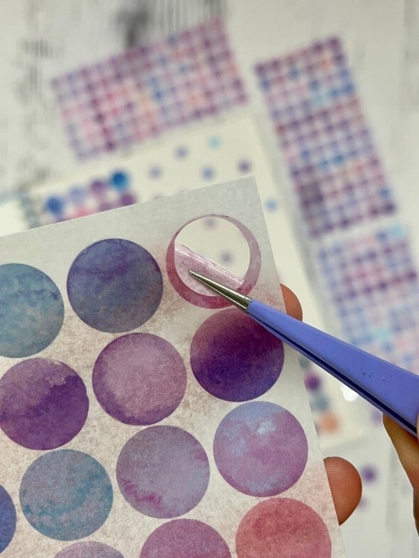 Monet Garden Mor Tonları 6 Yaprak 312 Adet Yuvarlak Kağıt Sticker Seti / Etiket / Çıkartma 