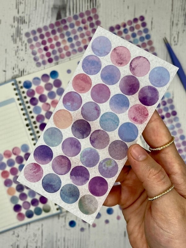 Monet Garden Mor Tonları 6 Yaprak 312 Adet Yuvarlak Kağıt Sticker Seti / Etiket / Çıkartma 