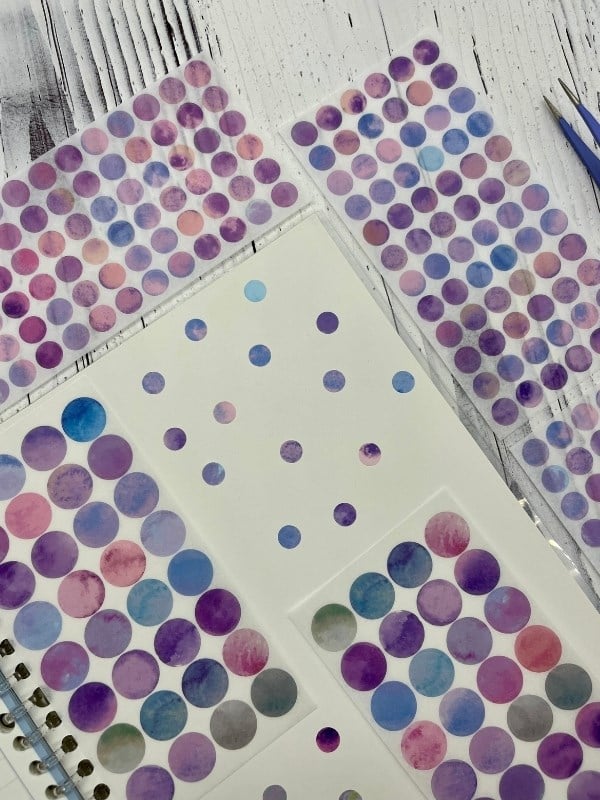 Monet Garden Mor Tonları 6 Yaprak 312 Adet Yuvarlak Kağıt Sticker Seti / Etiket / Çıkartma 