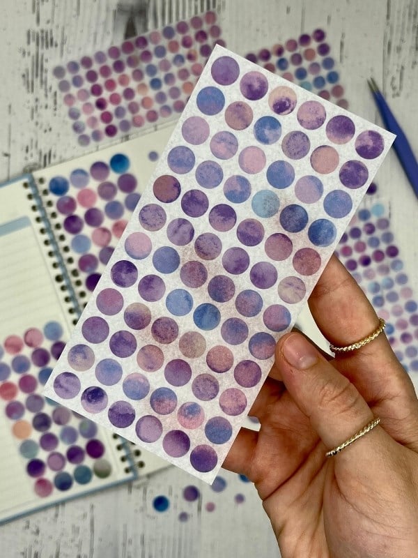 Monet Garden Mor Tonları 6 Yaprak 312 Adet Yuvarlak Kağıt Sticker Seti / Etiket / Çıkartma 