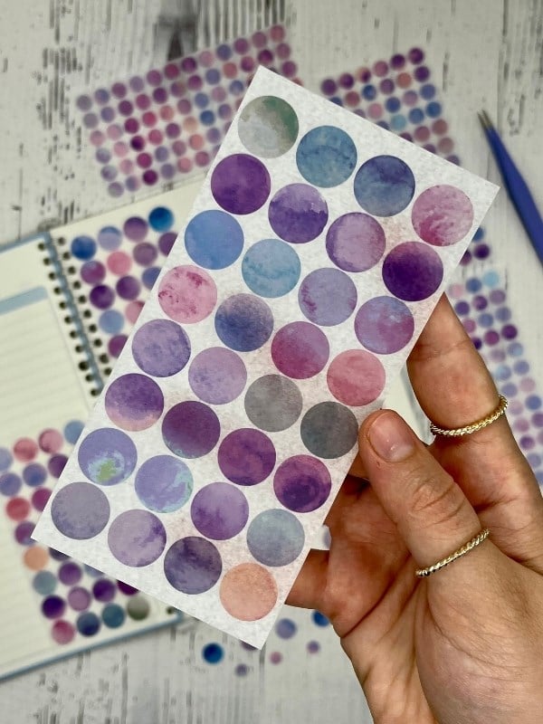 Monet Garden Mor Tonları 6 Yaprak 312 Adet Yuvarlak Kağıt Sticker Seti / Etiket / Çıkartma 