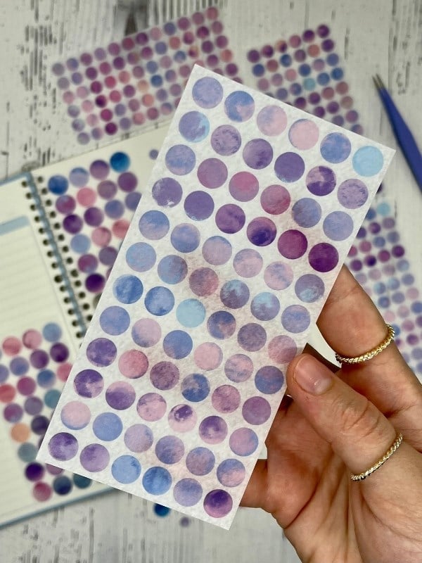 Monet Garden Mor Tonları 6 Yaprak 312 Adet Yuvarlak Kağıt Sticker Seti / Etiket / Çıkartma 