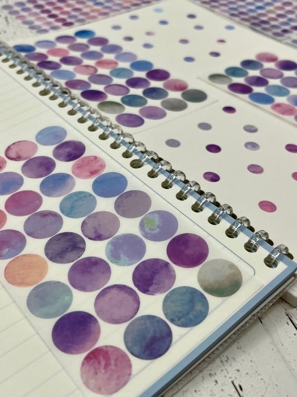 Monet Garden Mor Tonları 6 Yaprak 312 Adet Yuvarlak Kağıt Sticker Seti / Etiket / Çıkartma 
