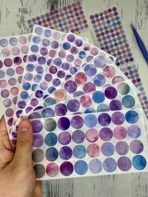 Monet Garden Mor Tonları 6 Yaprak 312 Adet Yuvarlak Kağıt Sticker Seti / Etiket / Çıkartma 