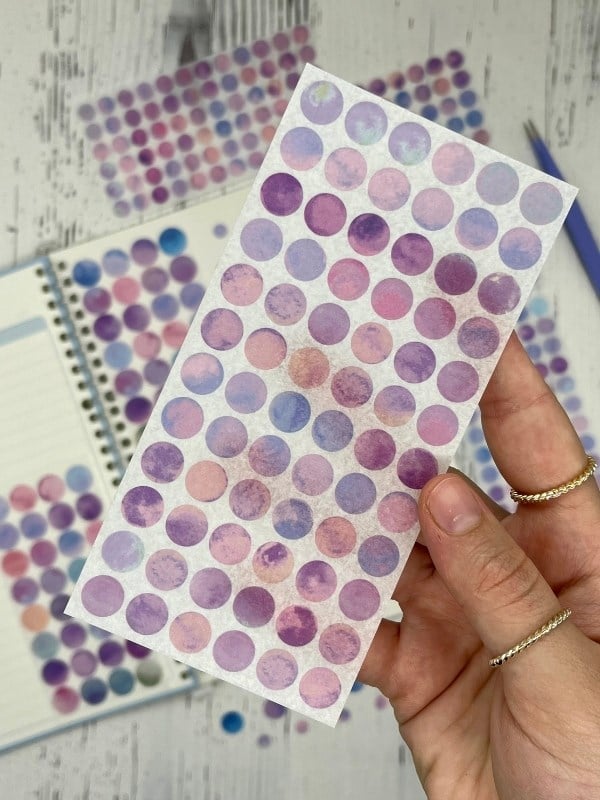 Monet Garden Mor Tonları 6 Yaprak 312 Adet Yuvarlak Kağıt Sticker Seti / Etiket / Çıkartma 