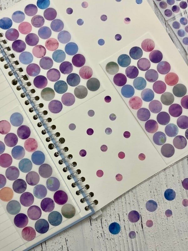 Monet Garden Mor Tonları 6 Yaprak 312 Adet Yuvarlak Kağıt Sticker Seti / Etiket / Çıkartma 