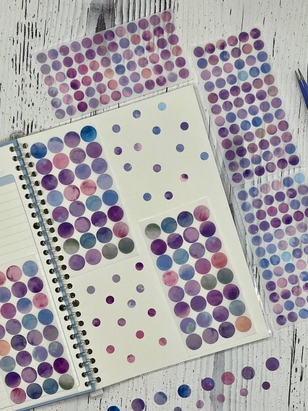 Monet Garden Mor Tonları 6 Yaprak 312 Adet Yuvarlak Kağıt Sticker Seti / Etiket / Çıkartma 